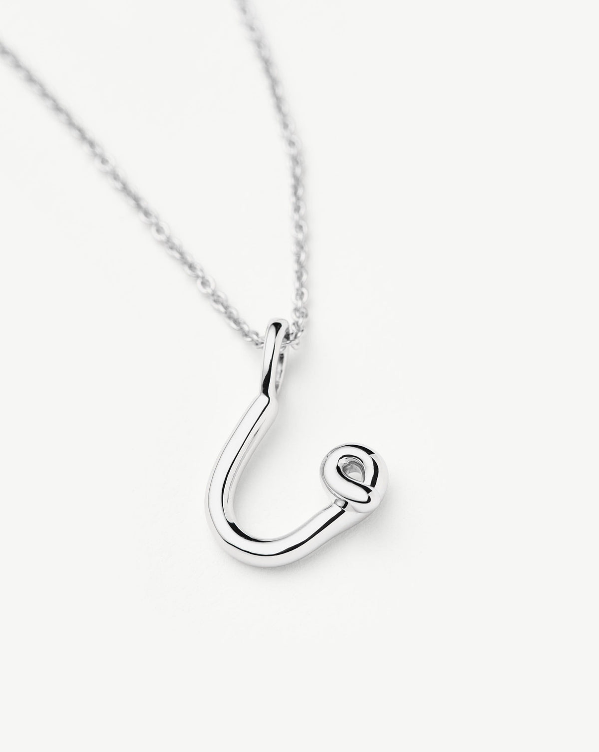 Curly Molten Mini Initial Necklace - U | Sterling Silver