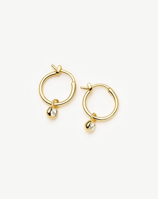 April Birthstone Mini Charm Hoop Earrings | 18ct Gold Plated/Crystal
