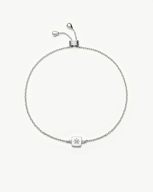 April Birthstone Slider Bracelet | Silver Plated/Crystal