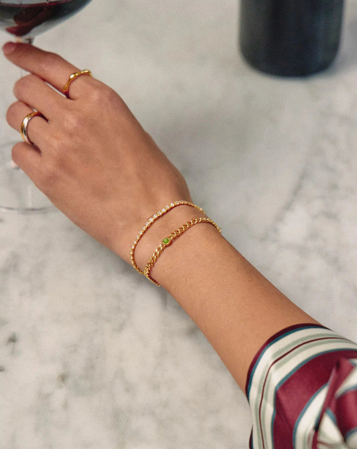 August Birthstone Chain Bracelet | 18ct Gold Plated Vermeil/Peridot