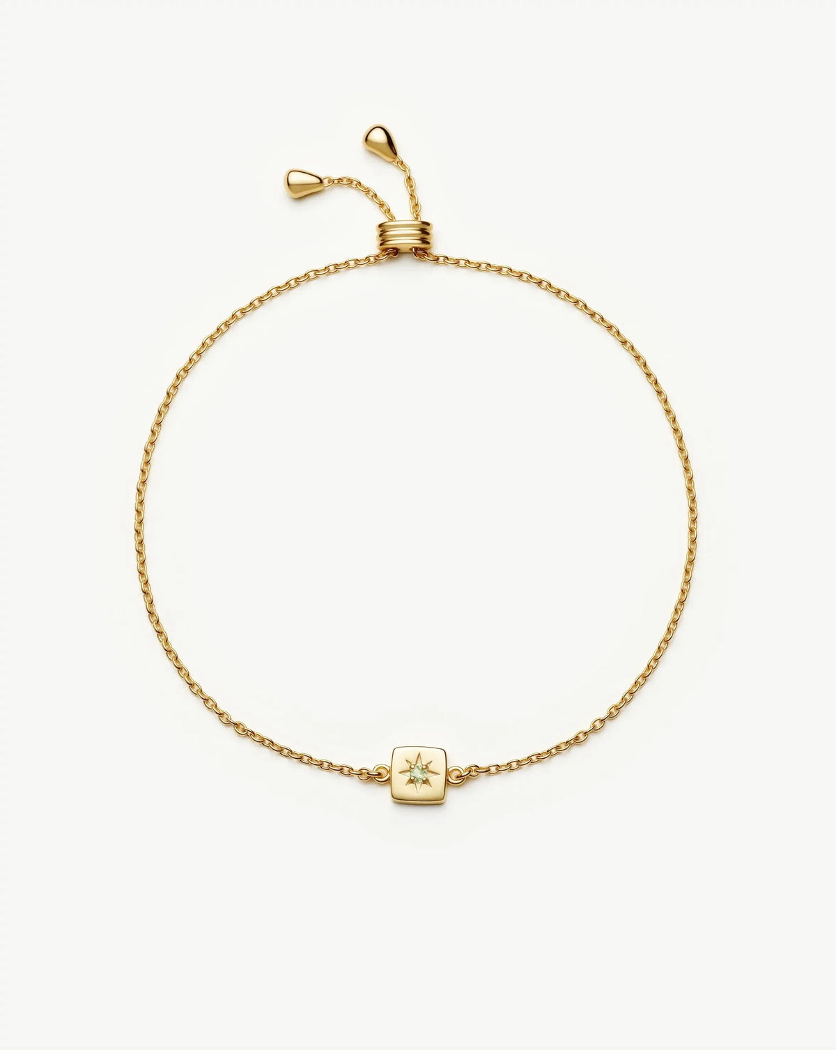 August Birthstone Slider Bracelet | 18ct Gold Plated/Peridot