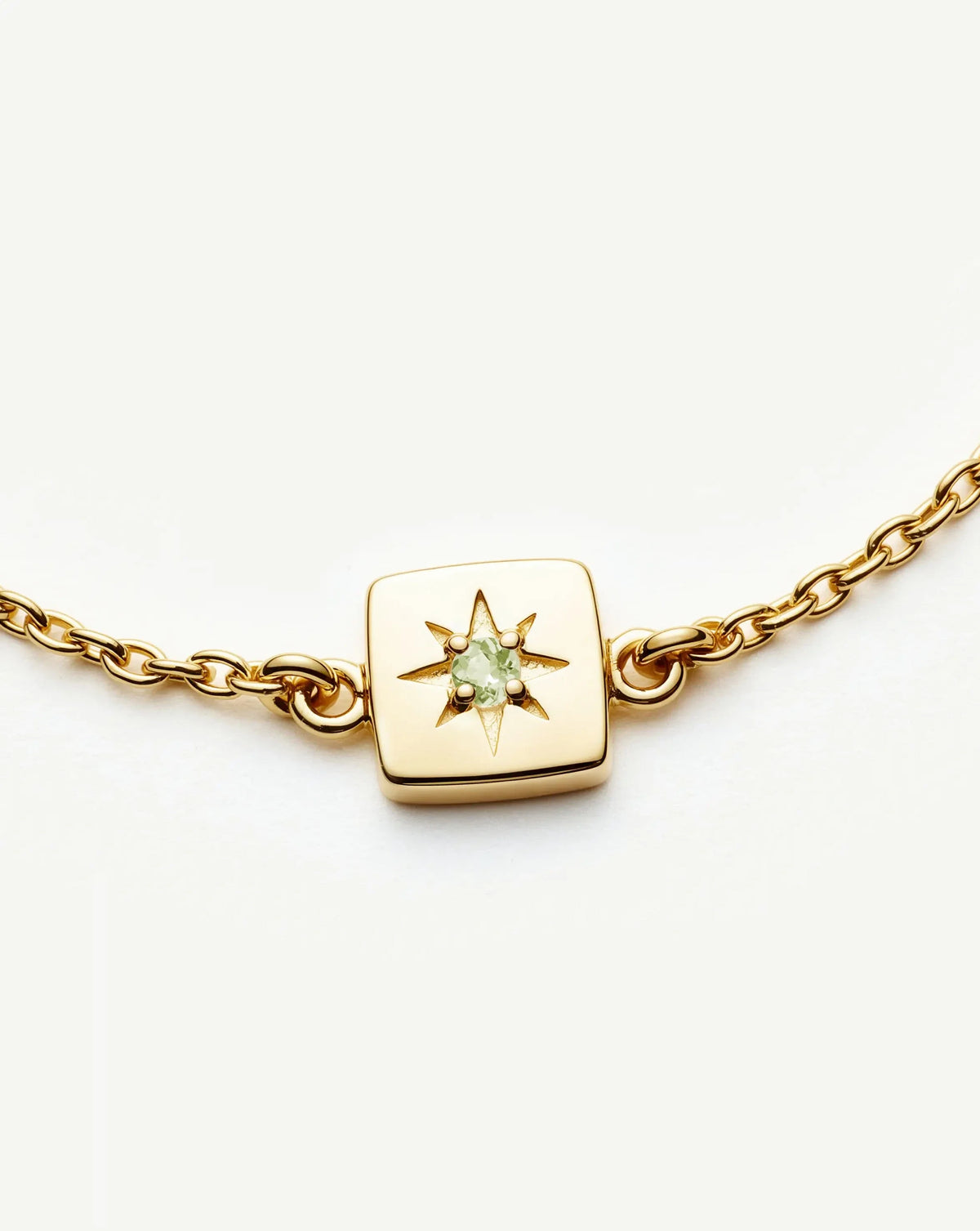August Birthstone Slider Bracelet | 18ct Gold Plated/Peridot