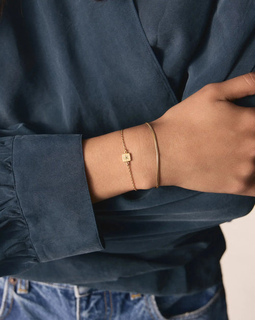 August Birthstone Slider Bracelet | 18ct Gold Plated/Peridot