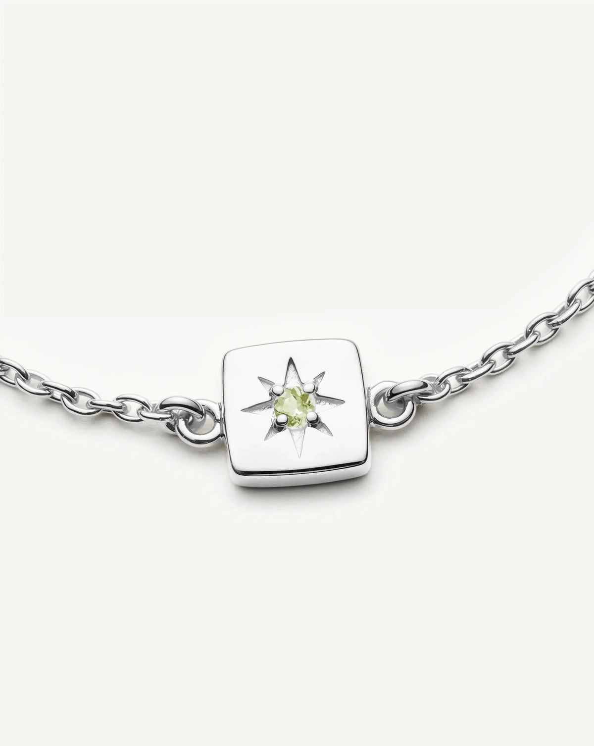 August Birthstone Slider Bracelet | Silver Plated/Peridot