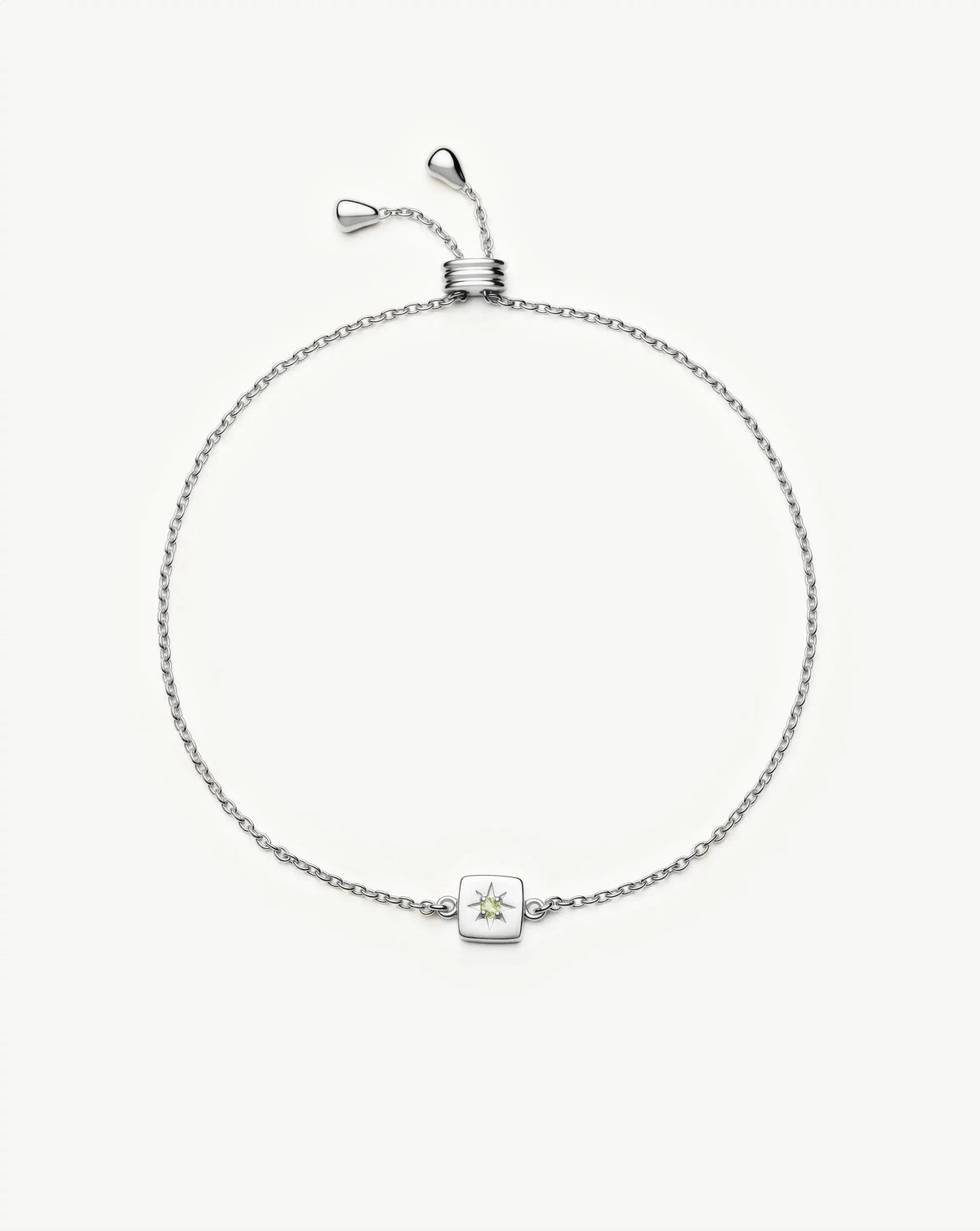 August Birthstone Slider Bracelet | Silver Plated/Peridot