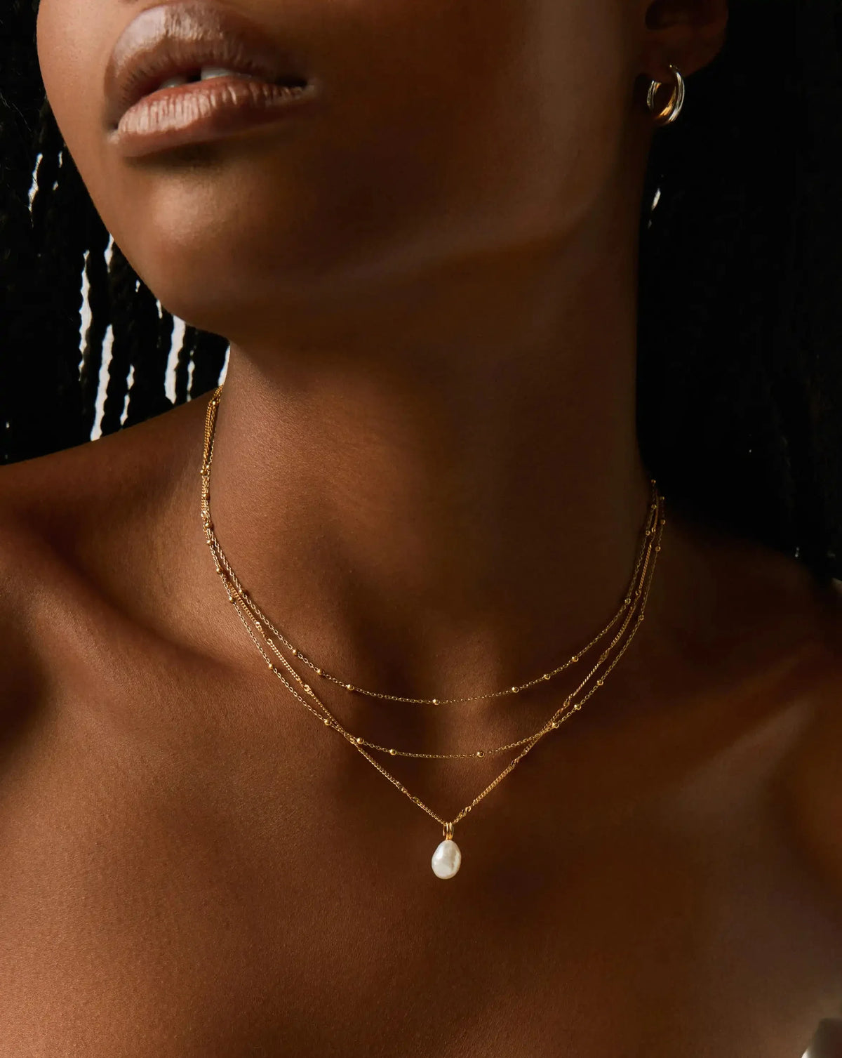 Baroque Pearl Twisted Chain Necklace | 18ct Gold Vermeil/Pearl