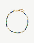 Beaded Gemstone & Pearl Bracelet | 18ct Gold Plated/Lagoon Blue