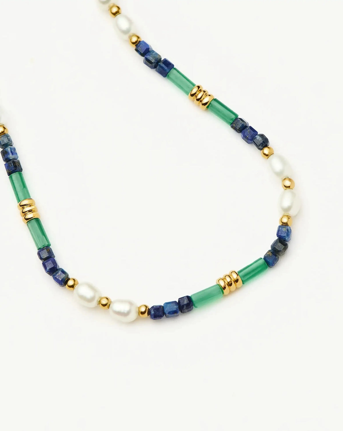 Beaded Gemstone & Pearl Bracelet | 18ct Gold Plated/Lagoon Blue