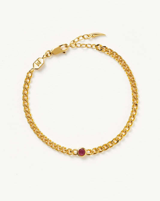 July Birthstone Chain Bracelet | 18ct Gold Plated Vermeil/Ruby