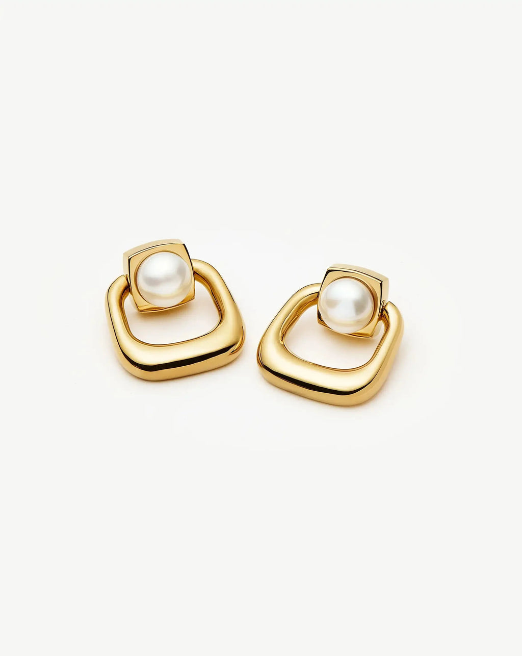 Button Pearl Statement Stud Earrings | 18ct Gold Plated/Pearl