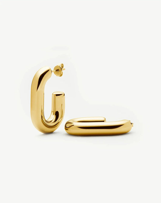 Chubby Oval Medium Hoop Earrings | 18ct Gold Plated
