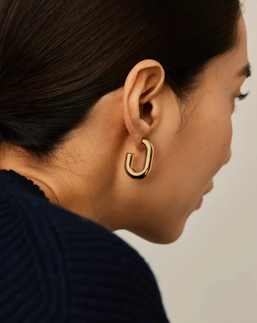 Chubby Oval Medium Hoop Earrings | 18ct Gold Plated