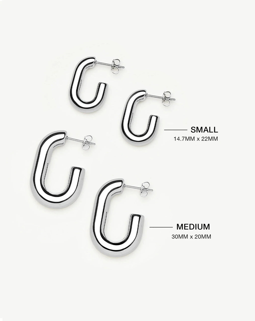 Chubby Oval Medium Hoop Earrings | Platinum Plated