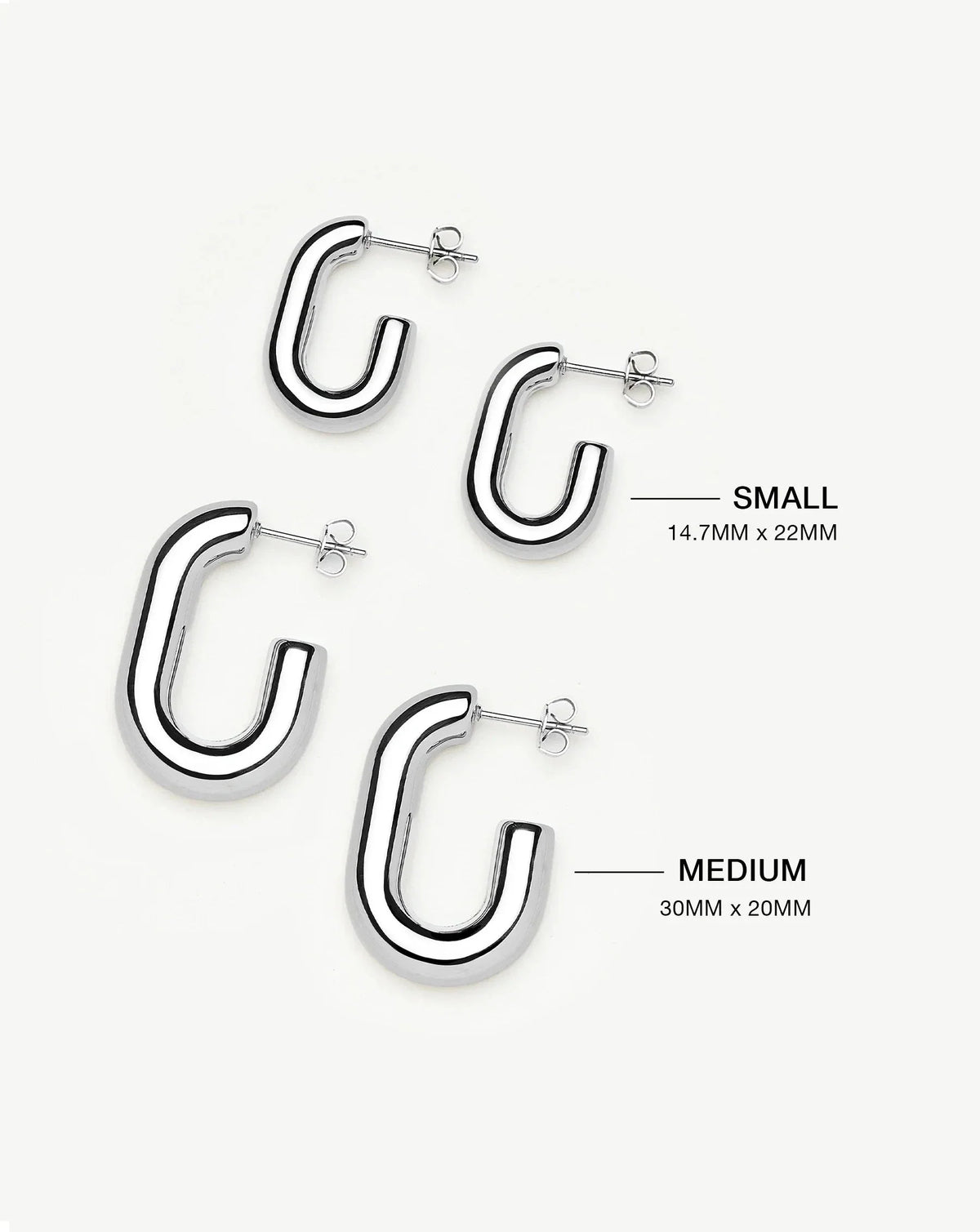 Chubby Oval Medium Hoop Earrings | Platinum Plated