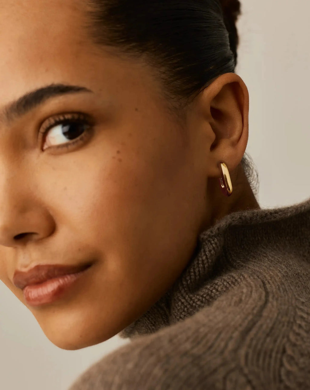 Chubby Oval Small Hoop Earrings | 18ct Gold Plated