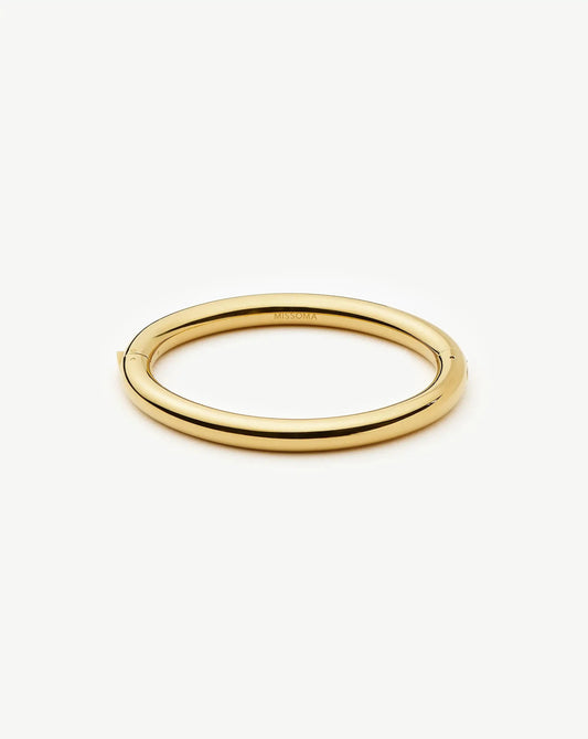 Chunky Round Hinged Bangle | 18ct Gold Plated