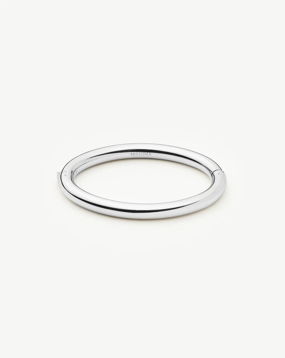 Chunky Round Hinged Bangle | Platinum Plated