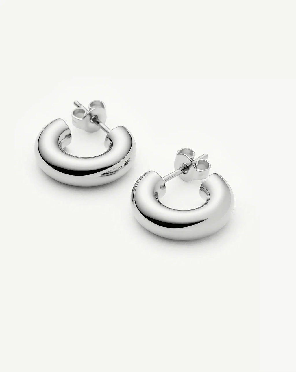 Classic Chubby Small Hoop Earrings | Platinum Plated