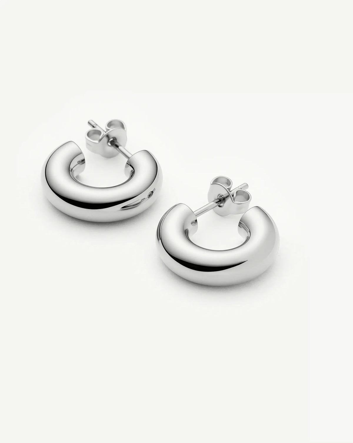 Classic Chubby Small Hoop Earrings | Platinum Plated