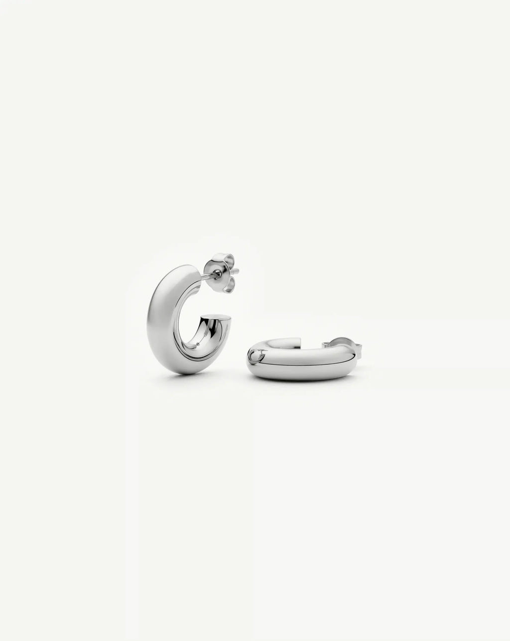 Classic Chubby Small Hoop Earrings | Platinum Plated