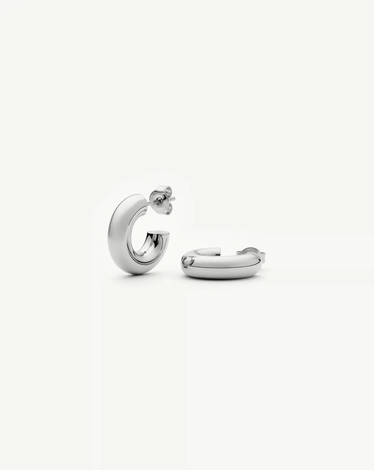 Classic Chubby Small Hoop Earrings | Platinum Plated