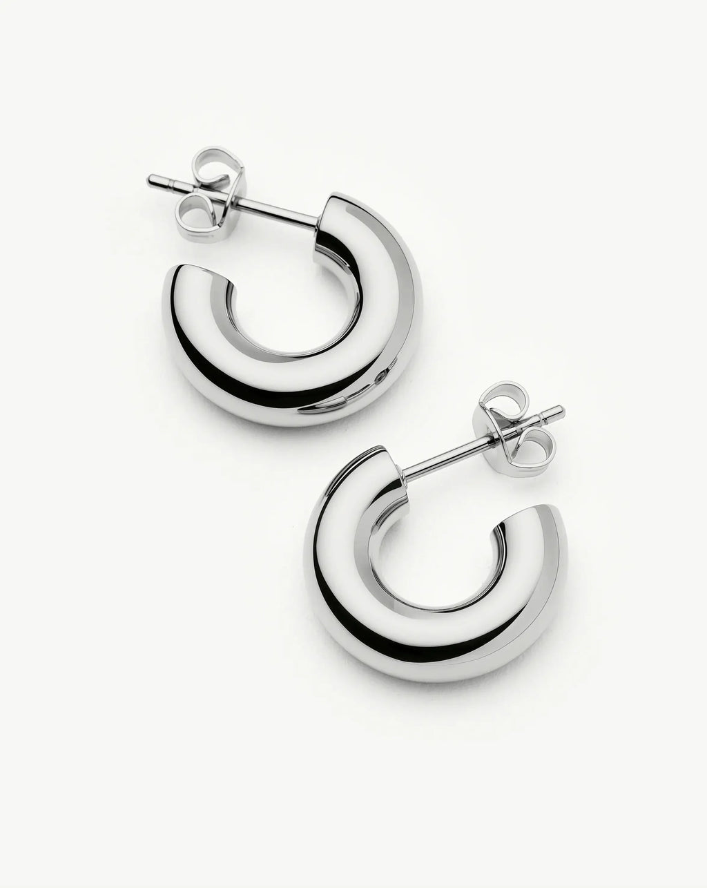 Classic Chubby Small Hoop Earrings | Platinum Plated