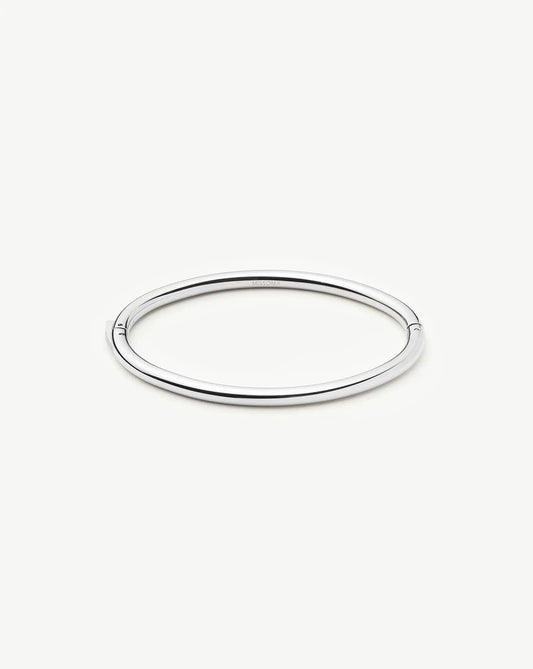 Classic Round Hinged Bangle | Platinum Plated