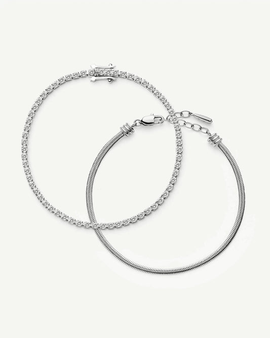 The Meet Your Match Bracelet Set  | Sterling Silver/Platinum Plated
