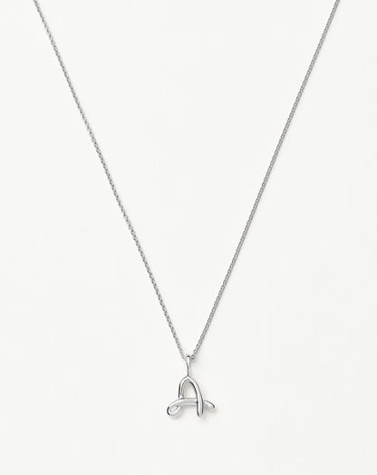 Curly Molten Mini Initial Necklace - A | Sterling Silver
