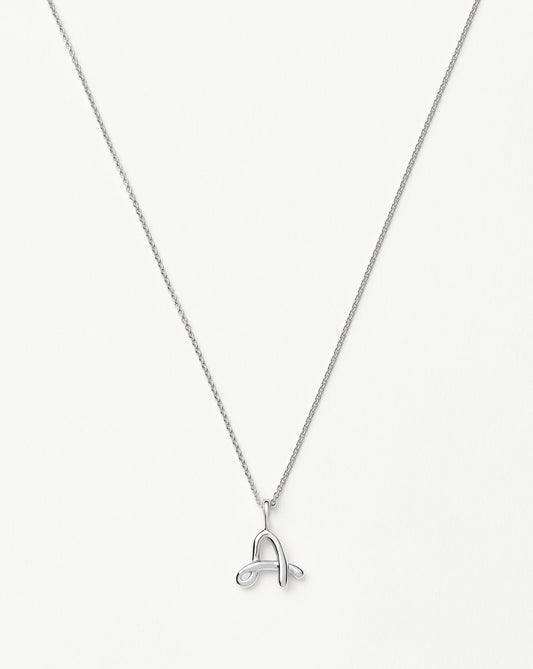 Curly Molten Mini Initial Necklace - A | Sterling Silver