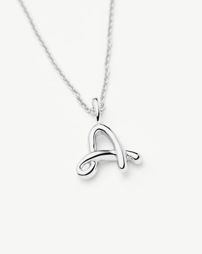 Curly Molten Mini Initial Necklace - A | Sterling Silver