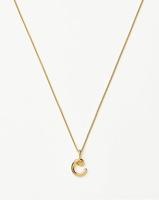 Curly Molten Mini Initial Necklace - C | 18ct Gold Vermeil