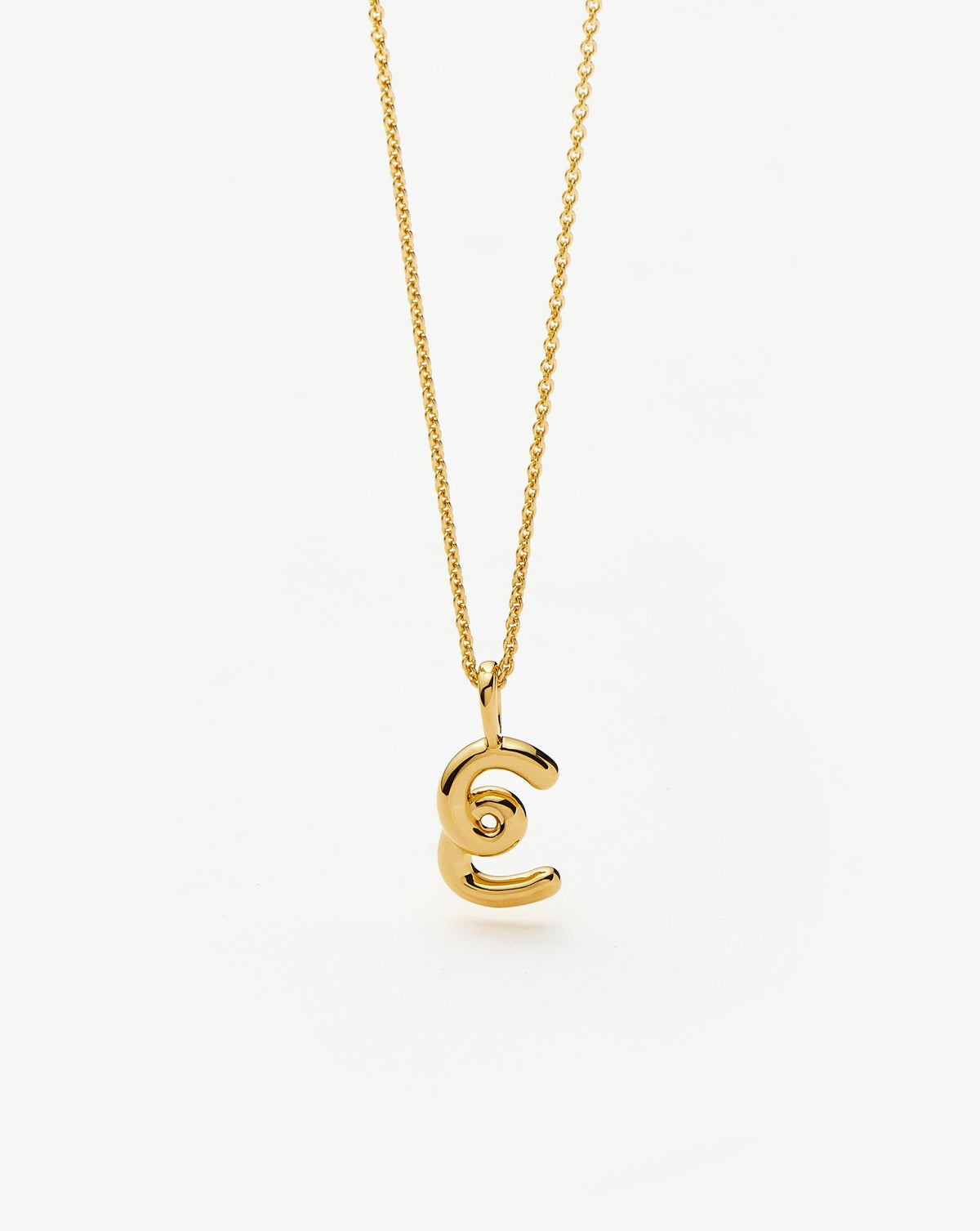 Curly Molten Mini Initial Necklace - E | 18ct Gold Vermeil