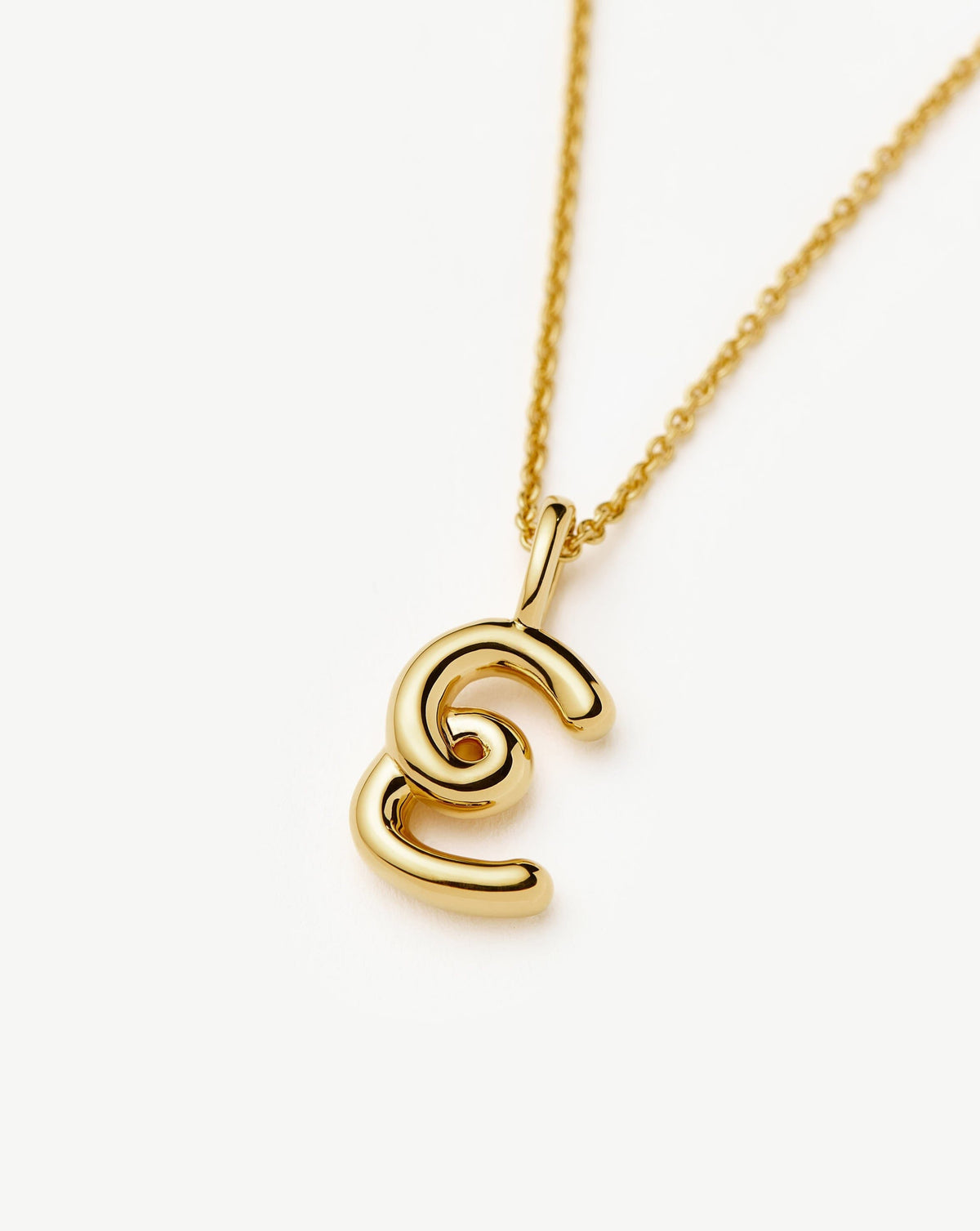 Curly Molten Mini Initial Necklace - E | 18ct Gold Vermeil