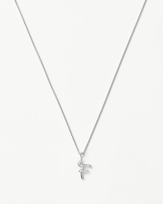 Curly Molten Mini Initial Necklace - F | Sterling Silver