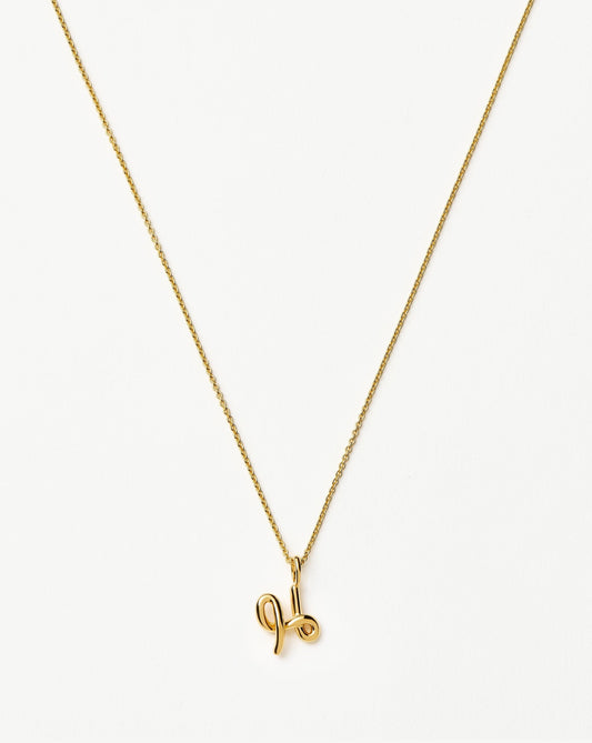 Curly Molten Mini Initial Necklace - H | 18ct Gold Vermeil