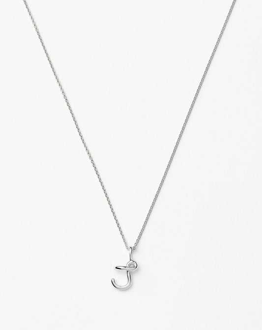 Curly Molten Mini Initial Necklace - J | Sterling Silver