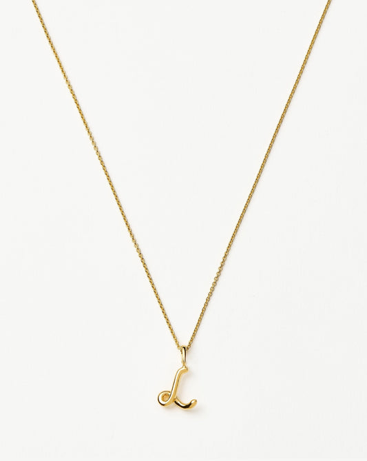 Curly Molten Mini Initial Necklace - L | 18ct Gold Vermeil