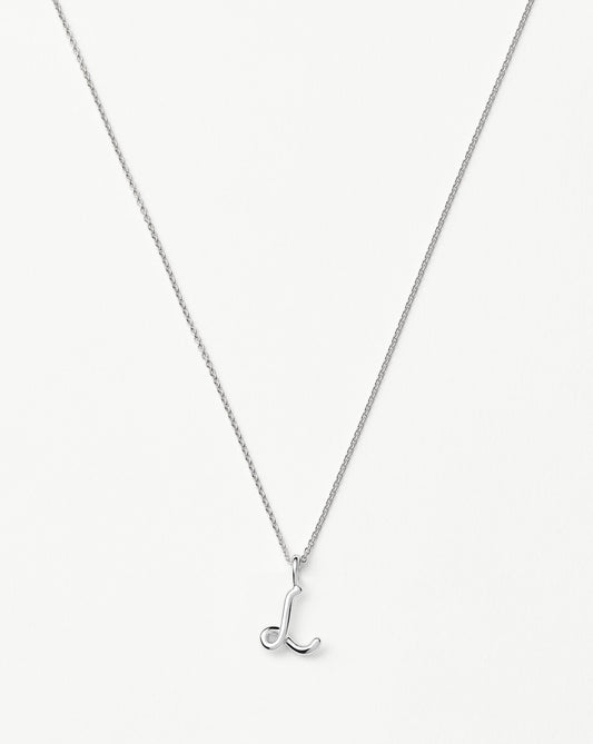 Curly Molten Mini Initial Necklace - L | Sterling Silver