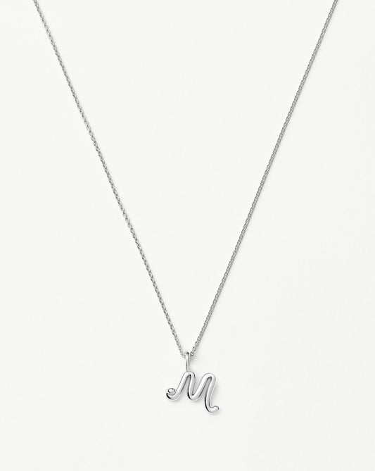 Curly Molten Mini Initial Necklace - M | Sterling Silver