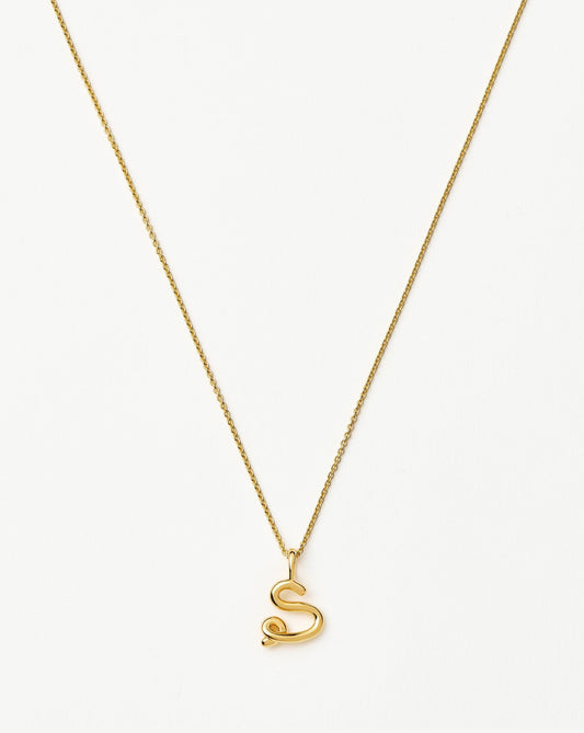 Curly Molten Mini Initial Necklace - S | 18ct Gold Vermeil