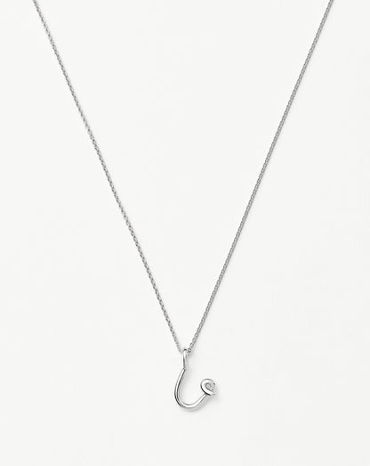 Curly Molten Mini Initial Necklace - U | Sterling Silver