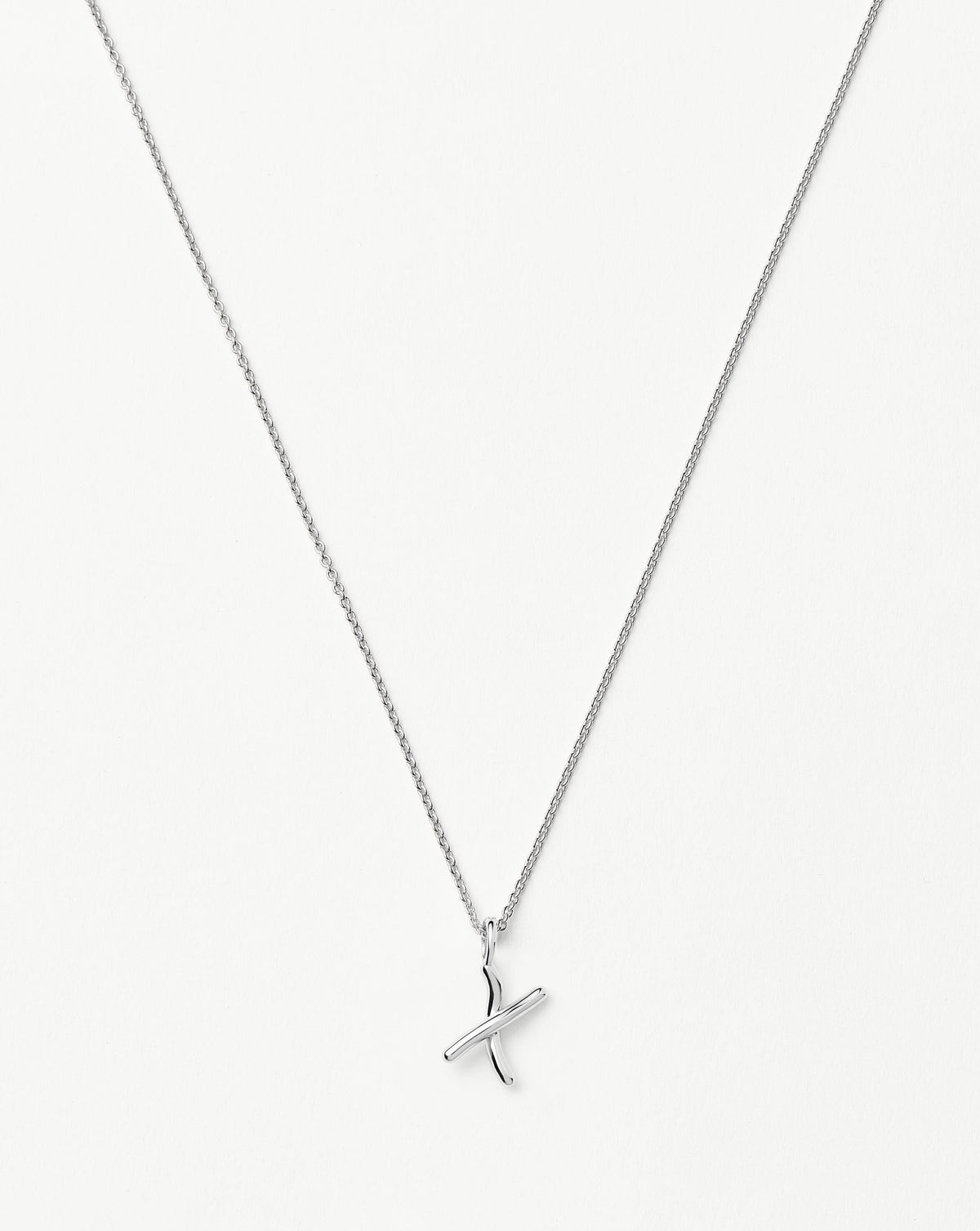Curly Molten Mini Initial Necklace - X | Sterling Silver