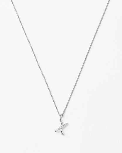 Curly Molten Mini Initial Necklace - X | Sterling Silver