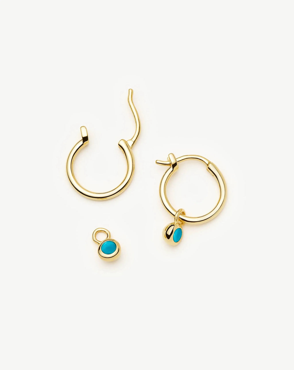 December Birthstone Mini Charm Hoop Earrings | 18ct Gold Plated/Turquoise Magnesite