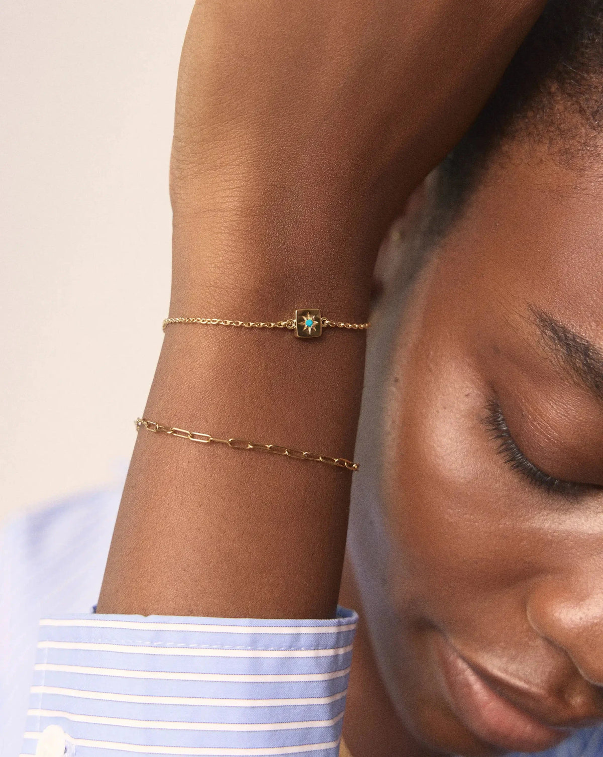 December Birthstone Slider Bracelet | 18ct Gold Plated/Dyed Turquoise Magnesite