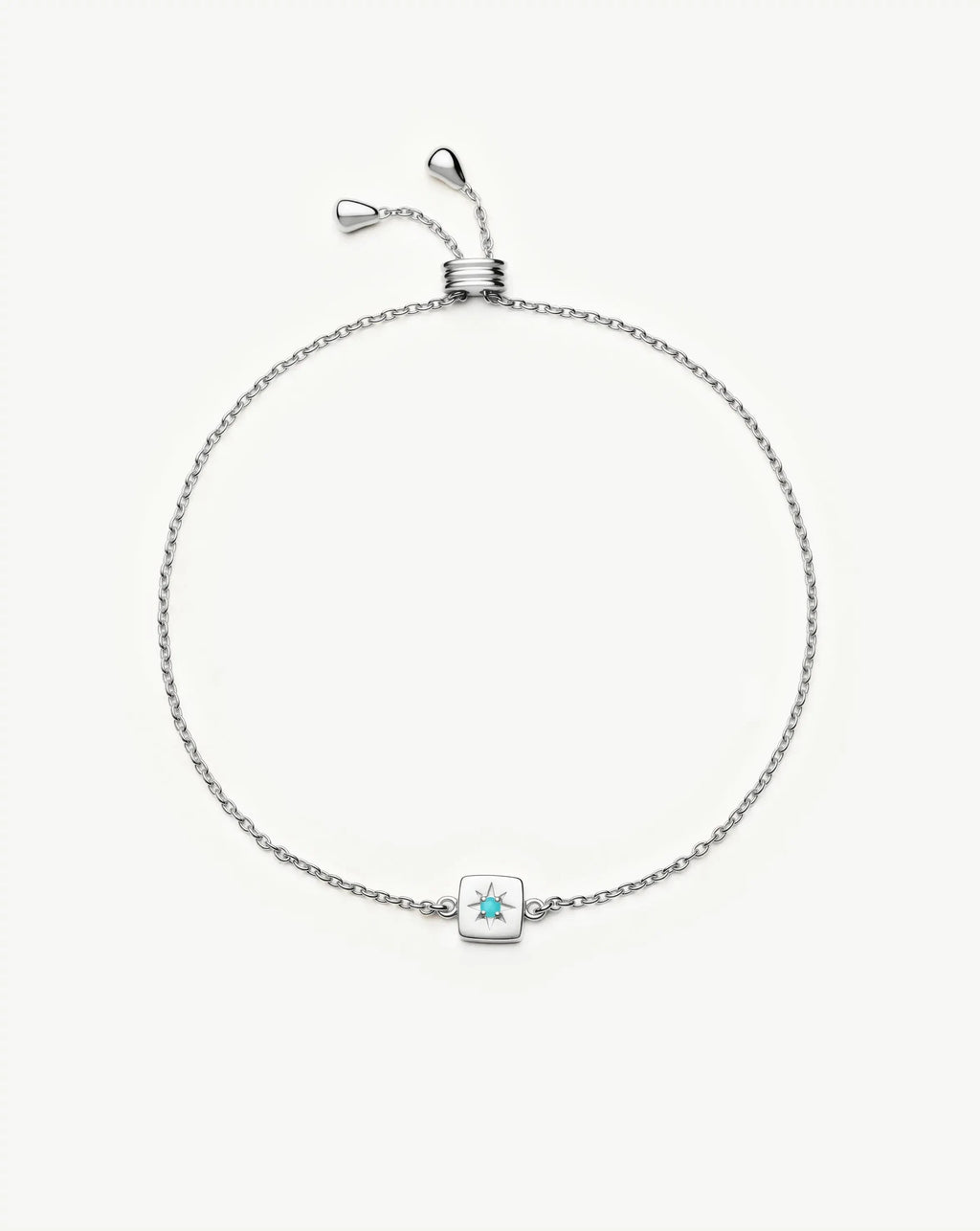 December Birthstone Slider Bracelet | Silver Plated/Dyed Turquoise Magnesite