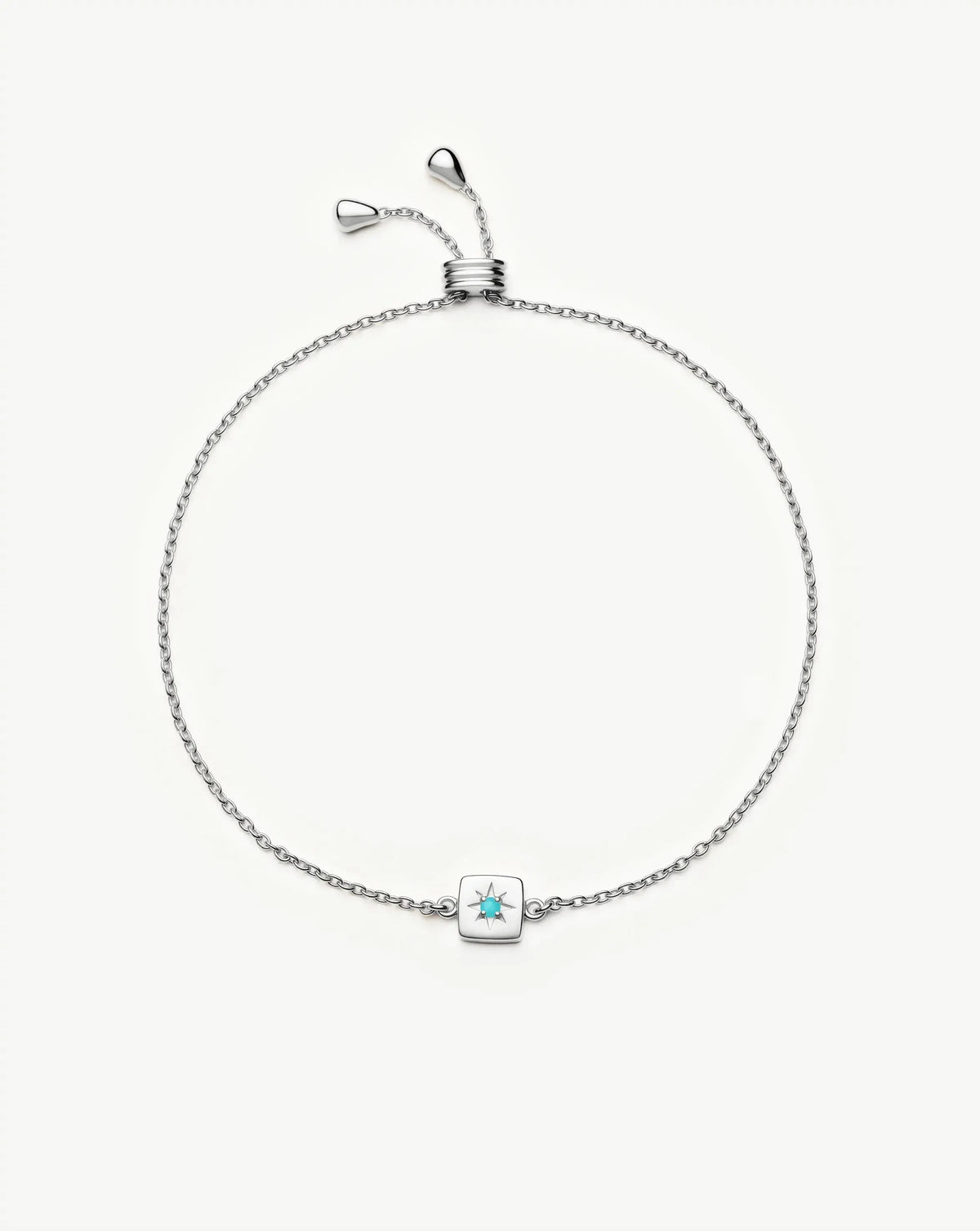 December Birthstone Slider Bracelet | Silver Plated/Dyed Turquoise Magnesite