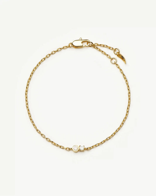 Duo Stone Chain Bracelet | 18ct Gold Plated/Cubic Zirconia