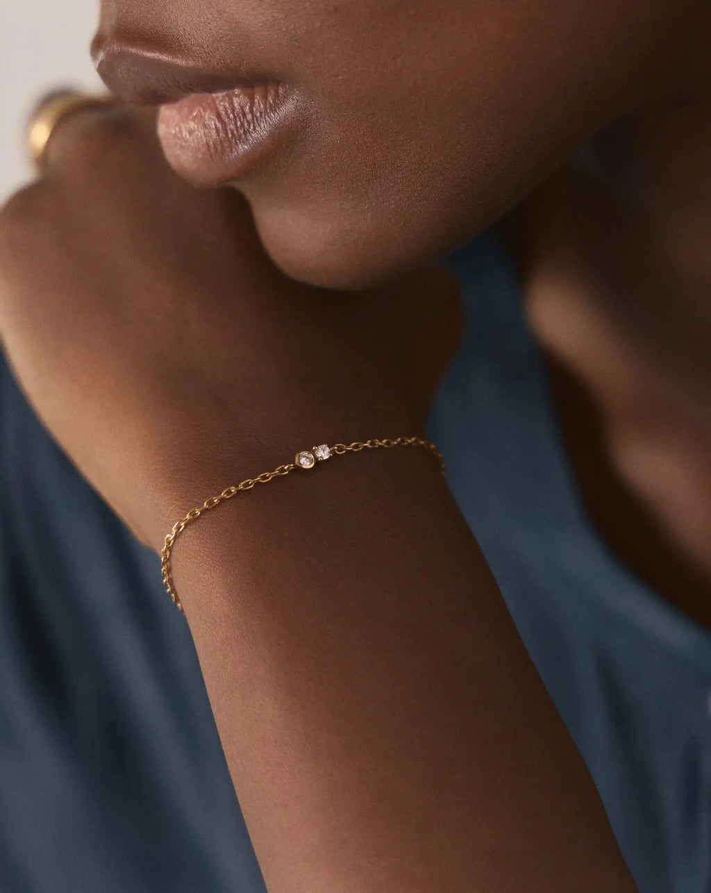Duo Stone Chain Bracelet | 18ct Gold Plated/Cubic Zirconia
